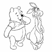coloriage winnie l ourson rigole avec jacqot lapin